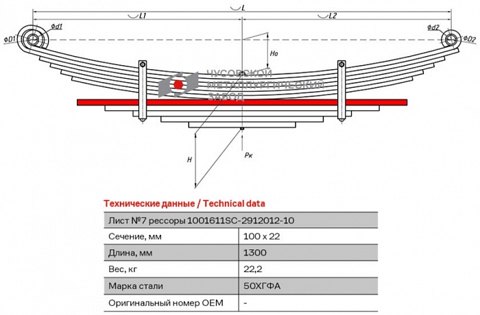 Задний рессорный лист №7 Scania 4-series, PGRT-series