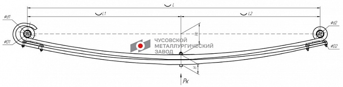 Передняя рессора Volvo FH12 2005-2008 2-х листовая