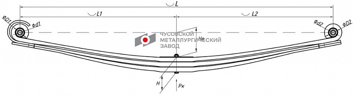 Передняя рессора Volvo FH 2 '2005-2013, FM 2 '2005-2013 (8 тонн, 3-х листовая)