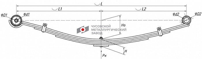 Передняя рессора Hyundai County 5-листовая