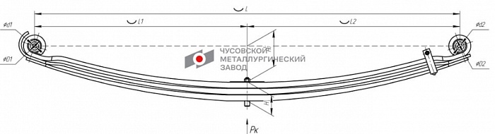 Передняя рессора первого моста Iveco EuroTrakker 3-листовая