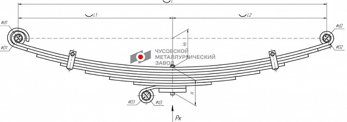 Передняя левая рессора Hyundai HD120 8-листовая